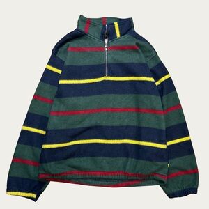 VTG 90s M.E. Sport Striped Fleece Quarter Zip Jacket XL, Red, Yellow, & Navy EUC